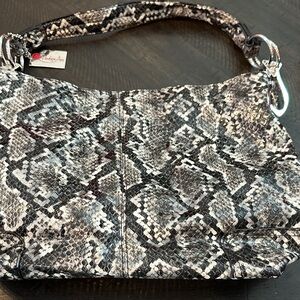Penelope Ann Chic Snake Print Shoulder Bag in Black and Gray